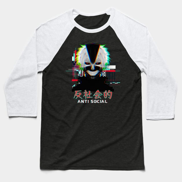 Anime Vaporwave Antisocial Ghoul Baseball T-Shirt by Sugoi Otaku Gifts